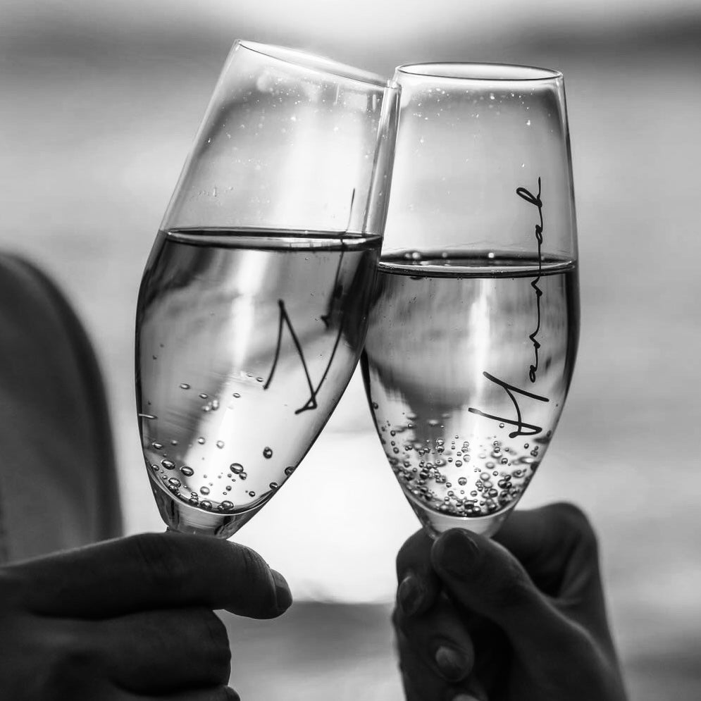 客製化幻彩貼面 Signature 婚禮香檳酒杯