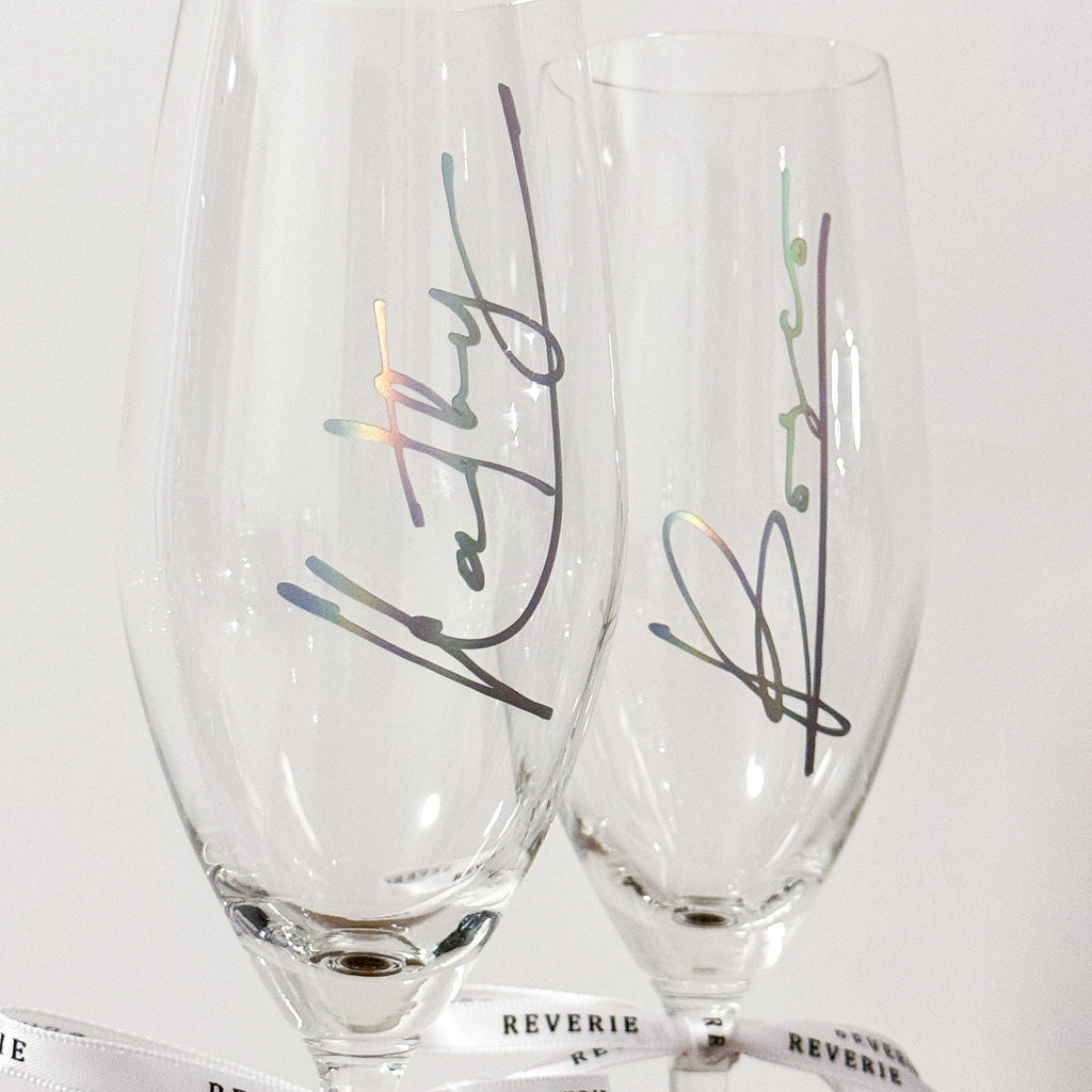 客製化幻彩貼面 Signature 婚禮香檳酒杯