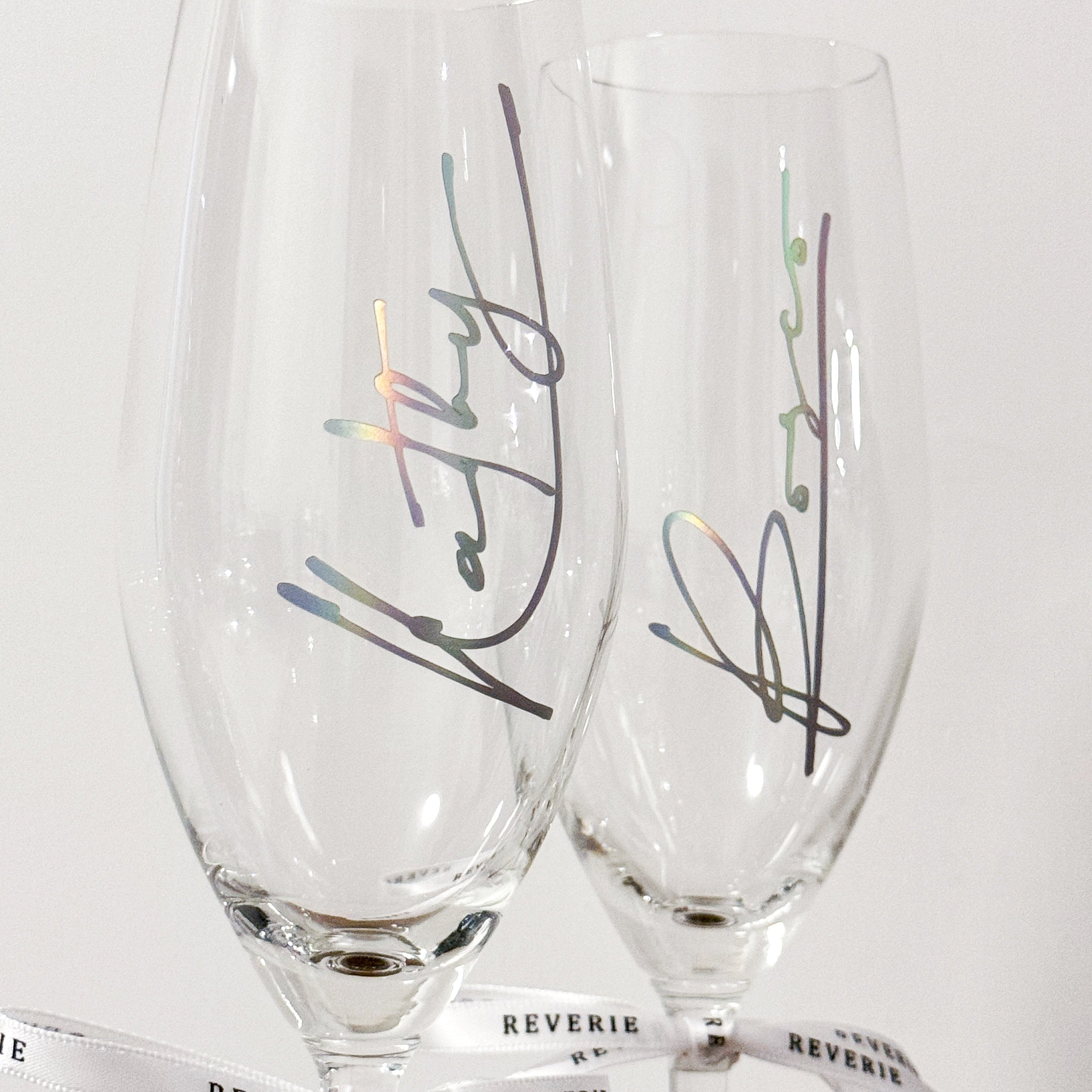 客製化幻彩貼面 Signature 婚禮香檳酒杯